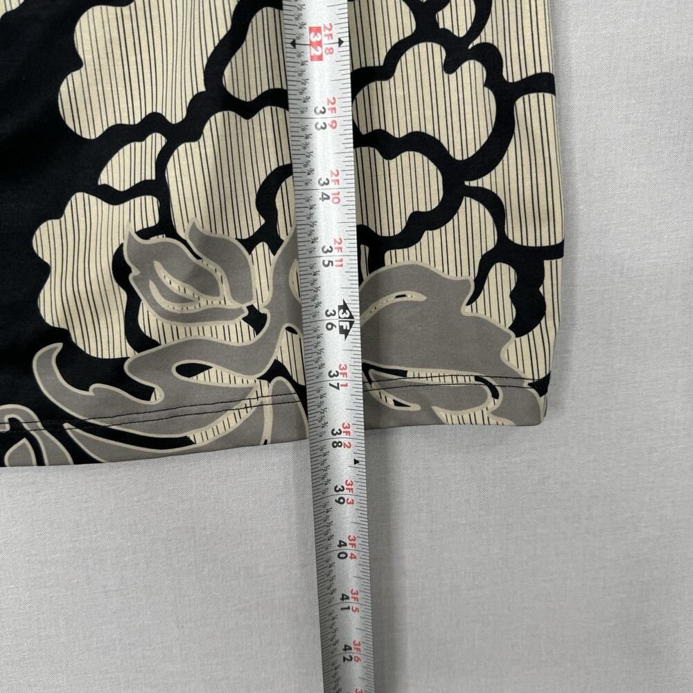 Komarov Womens Dress M Black Floral Jersey Knit Belted Cowl Neck Cocktail Career - Picture 4 of 11